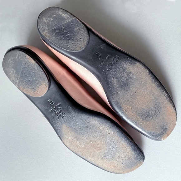 PRADA pink satin ballet flats w/ gold color buckle engraved with PRADA - Picture 10 of 14